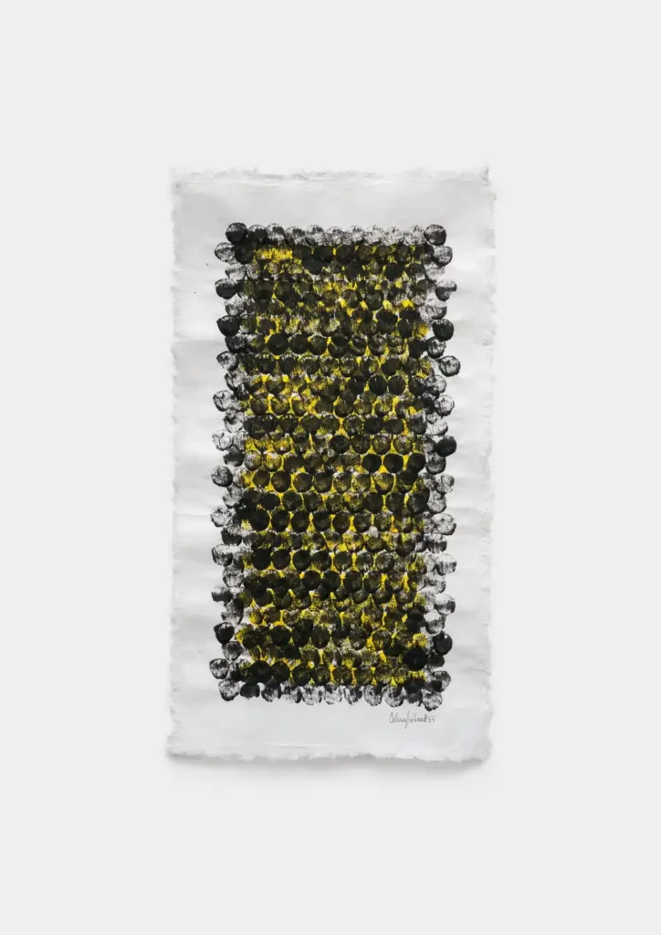 Peinture abstraite noir et jaune